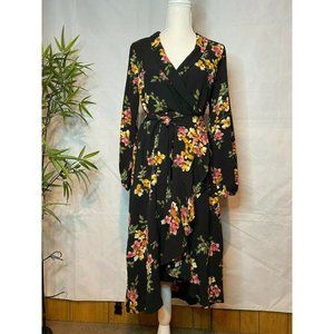 Bobeau Floral Wrap Dress, Size S